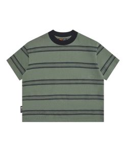 ÁO THUN SỌC NGANG XANH RÊU OVERSIZE