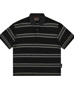 ÁO POLO SỌC NGANG ĐEN OVERSIZE